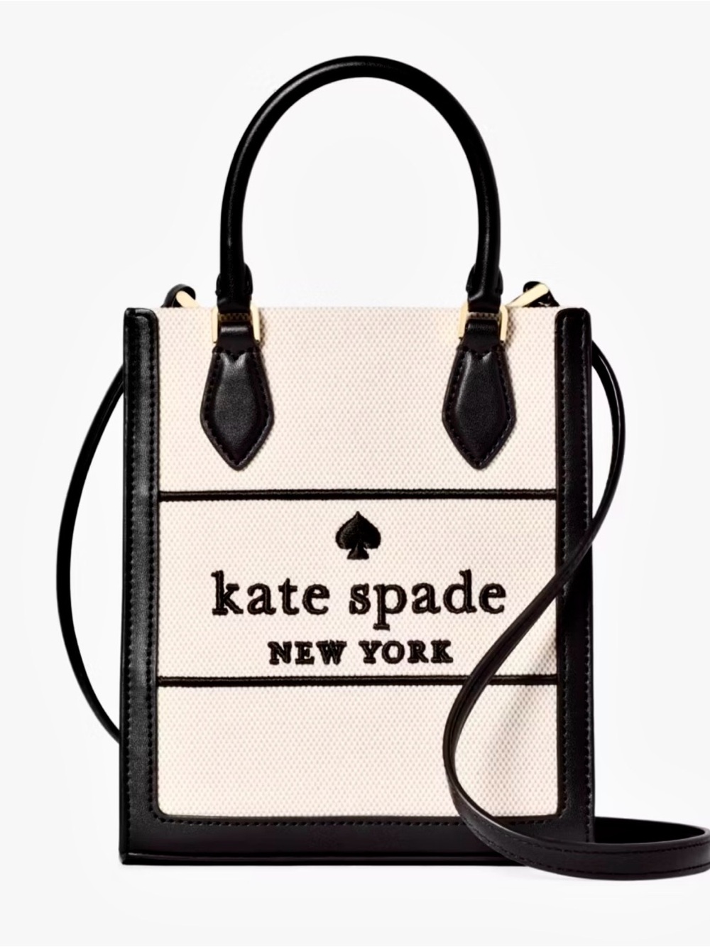 kate spade Cream and Black Mini Tote Crossbody